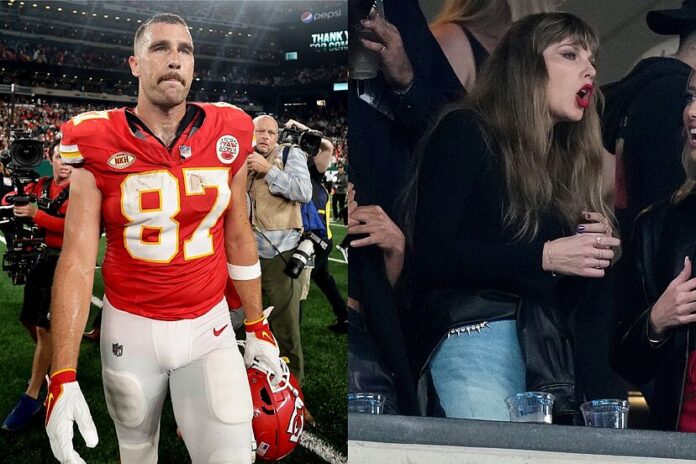 Exclusive : The Kansas City Chiefs tight end threw down some fire emojis on footage of Swift arriving to Arrowhead Stadium on New Year's Eve...