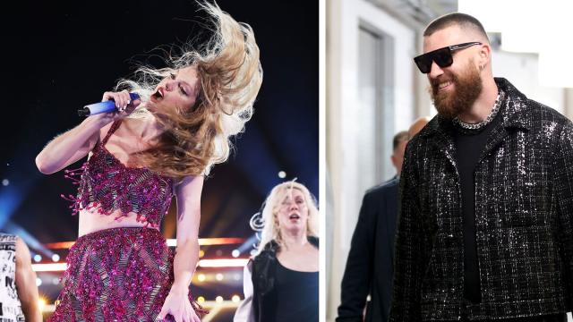 Watch: Taylor Swift End Her Sydney Show by Going Up to Travis Kelce and Kissing Him..