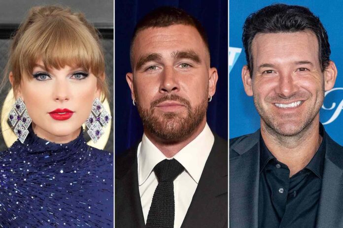 despite no ring or wedding to speak of: Tony Romo claims calling Taylor Swift ‘wife’ of Travis Kelce was ‘a joke’...