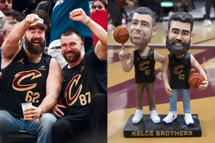 Exclusive: Cavs unveil Kelce brothers bobbleheads as they celebrate Jason's retirement...