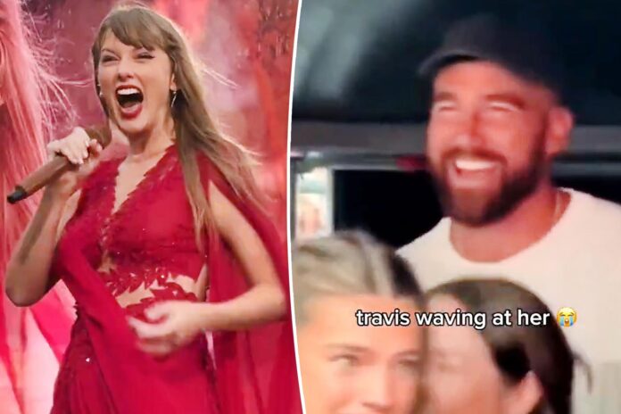 News Flash: Travis Kelce Seemingly Surprises Taylor Swift in Middle of ‘Eras Tour’ Show in Dublin, Watches Concert with Two A-List Celebs!